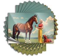 Tool Box Stickers Chic Woman Enjoying Wine with Horse and Dog in Pastoral Setting Stickers 10Pcs Car Bumper Stickers Funny Home Sign(12X18CM)