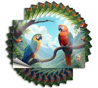 Tool Box Stickers Colorful Macaws Perched On Branches in A Lush, Mountainous Forest Sticker 10Pcs Prank Stickers for Adults Toolbox Stickers and Dec(12X18CM)