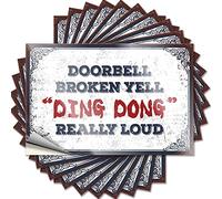 Tool Box Stickers Doorbell Broken Yell Ding Dong Really Loud Funny Sticker 10 Pcs Man Cave Funny Signs Prank Stickers(6X9CM)