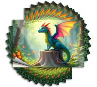 Tool Box Stickers Dragon in The Enchanted Forest Stickers 10Pcs Bar Funny Signs Bar Sign for Home Decor(12X18CM)
