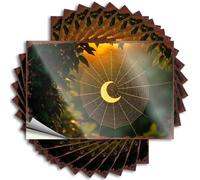 Tool Box Stickers Golden Crescent Moon in Spider Web at Sunset Stickers 10Pcs Halloween Car Stickers Tool Decal(6X9CM)