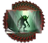 Tool Box Stickers Green Demon in A Haunted Alleyway Stickers 10Pcs Halloween Car Stickers Tool Decal(8X12CM)