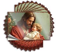Tool Box Stickers Jesus Holding A Child Amidst A Floral Background Stickers 10Pcs Car Bumper Stickers Funny Home Sign(6X9CM)