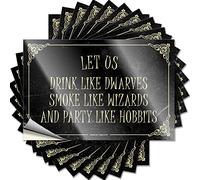 Tool Box Stickers Let Us Drink Like Dwarves Smoke Like Wizards and Party Like Hobbits Funny Sticker 10 Pcs Funny Bumper Stickers for Adults Car Sticker Pack(8X12CM)