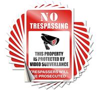 Tool Box Stickers No Trespassing - This Property is Protected By Video Surveillance Funny Sticker 10 Pcs Bumper Stickers Toolbox Stickers(12X18CM)