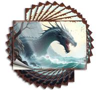 Tool Box Stickers Raging Sea Dragon: A Mythical Creature Emerging from Turbulent Wa Stickers 10Pcs Car Bumper Stickers Funny Home Sign(12X18CM)