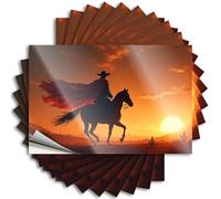 Tool Box Stickers Rider with Flowing Cape at Sunset Sticker 10Pcs Tool Box Stickers Blank Bumper Stickers(12X18CM)