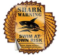 Tool Box Stickers Shark Wrning Swim At Own Risk Funny Sticker 10 Pcs Car Stickers and Decals Stickers Funny(12X18CM)