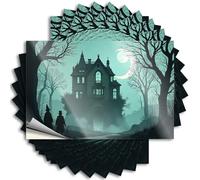 Tool Box Stickers Spooky Mansion Under A Moonlit Sky Stickers 10Pcs Halloween Car Stickers Tool Decal(12X18CM)