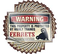 Tool Box Stickers Warning This Property is Protected by A Highly Trained Ferrets Funny Sticker 10 Pcs Prank Bumper Stickers Car Sticker(8X12CM)