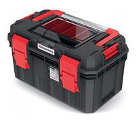 Tool Box with Tool Carrier Dividers Ergonomic Handle Clamp Fasteners Plastic 45 x 28 x 26.4 cm