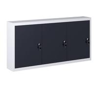 Tool Cabinet 120x19x60cm Metal Grey & Black 3-Door Lockable Wall Unit Incl Keys