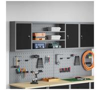 Tool Cabinet Black 150x20x55cm Engineered Wood & Steel Industrial 2 Shelves Lock