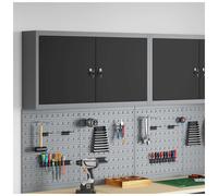 Tool Cabinet Black Grey Engineered Wood & Steel 100x20x55cm 2 Shelves Locks Pro