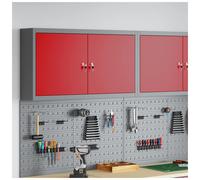 vidaXL Tool Cabinet with Shelf with Lock Red and Grey 100 x 20 x 55 cm