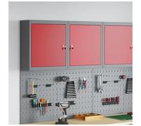 vidaXL Tool Cabinet with Shelf with Lock Red and Grey 50 x 20 x 55 cm