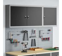 Tool Cabinet Set Black Powder-Coated Steel 100x20x115cm Wall-Mountable Incl Peg