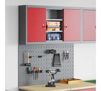 Tool Cabinet Set Red Powder-Coated Steel 100x20x115cm Wall-Mountable with locks