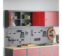 Tool Cabinet Set Wall-Mount Black Powder-Coated Steel 100x20x115cm incl pegboard