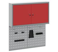 Tool Cabinet Set with Shelf with Storage Powder-Coated Steel Metal Wall vidaXL