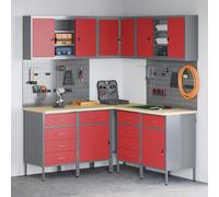 Tool Cabinet Wall-Mount Set 100x20x115cm Black Powder-Coated Steel 6pcs Incl Peg