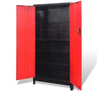 Tool Cabinet with 2 Doors Steel 90x40x180cm Black and Red Storage Unit vidaXL