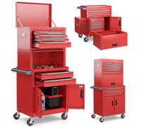 Tool Cart with Wheels, Metal Tool Box with Automatic Lock, 6-Drawer, 3-in-1 Storage Solution for Garage and Workshop, Universal Rolling Tool