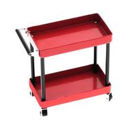 Tool Cart, Work Cart Rolling Tool Cart RC Accessories Mini 2-Tier Tools Storage Trolley Mobile Workshop Garage Repair Tools Cart for 1/8 1/10 1/12 1/16 Scale Model Large Size (Red)