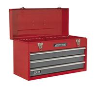 Tool Chest 3 Drawer Portable with Ball Bearing Slides - Red/Grey - Sealey AP9243