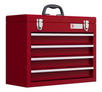 Tool Chest 51x22x39.5cm Red Steel 4-Drawer Lockable Portable Ball-Bearing Slides