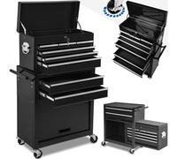 Tectake Tool Chest w/ 8 Drawers Black, Black