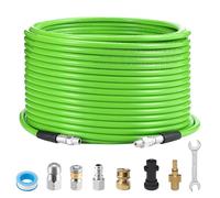 Tool Daily 15M Pressure Washer Hose Drain Cleaning Kit for K2-K7 & AQT | Sewer Jetter Hose with 4 Adapters, Rotating & Button Nose Jet Nozzle, for K Series & Bosch AQT, for Blocked Drains, 3600 PSI