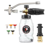 Tool Daily Ajustable Snow Foam Lance with Dual Connector Accessory, Foam Cannon with Adapter for Karcher K Series K2 K3 K4 K5 K6 K7, 5 Pressure Washer Nozzle Tips, 1 Litre, 1/4” Quick Connect