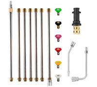 Tool Daily Pressure Washer Extension Wand Set with Adapter for Karcher K2 K3 K4 K5 K6 K7, 30°/90° Curved Rod, Gutter Cleaning Tools Extension Lance, 1/4'' Quick Connect, 6 Nozzle Tips, 4000PSI