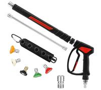 Tool Daily Pressure Washer Gun 3/8" Swivel Quick Connect, Stainless Steel Valve, Power Washer Extension Wand Replacement, M22-14mm, 5 Nozzle Tips with Holder, 5800 PSI