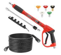 Tool Daily Pressure Washer Gun and Hose Kit, 25 FT Power Washer Hose and Replacement Wand Extension, 5 Nozzle Tips, M22-14 Fitting, 3600 PSI
