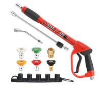 Tool Daily Pressure Washer Gun with Replacement Wand Extension, 30 Degree Curved Rod, 5 Nozzle Tips, 4000 PSI