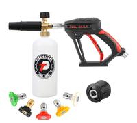 Tool Daily Stubby Pressure Washer Gun with Foam Cannon, Adapter Compatible with Karcher K2 K3 K4 K5 K6 K7, 1L Snow Foam Bottle, 5 Jet Wash Nozzles, M22 Connector & 1/4" Quick Connect, 4000PSI