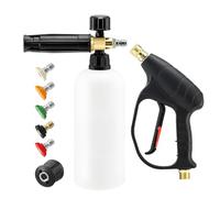 Tool Daily Stubby Pressure Washer Gun with Foam Cannon, Adapter Compatible with Karcher K2 K3 K4 K5 K6 K7, Snow Foam Bottle for Car Wash, 5 Jet Wash Nozzles, 1/4" Quick Connect, 1 Liter