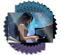 Tool Decal A Woman Plays The Piano Under A Starry Sky Sticker 10Pcs Big Bandaid Sticker for Car Stickers for Trucks(6X9CM)