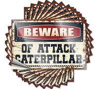 Tool Decal Beware of Attack Caterpillar Funny Sticker 10 Pcs Cave Man Bar Stickers for Car(12X18CM)