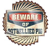 Tool Decal Beware of Potbellied Pig Funny Sticker 10 Pcs Prank Stickers for Adults Funny Street Signs(6X9CM)