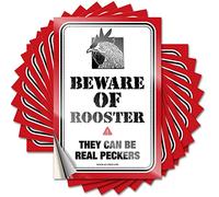 Tool Decal Chicken Warning Sign Funny Sticker 10 Pcs Prank Stickers for Adults Funny Street Signs(12X18CM)