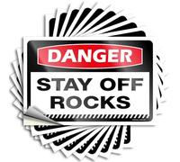 Tool Decal Danger Stay Off Rocks Stickers 10Pcs Tool Decal Bumper Sticker(12X18CM)