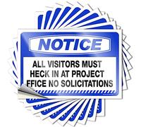 Tool Decal Notice All Visitors Must Check in At Project Office No Solicitations Stickers 10 Pcs Car Stickers Stickers for Cars(8X12CM)