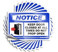 Tool Decal Notice Keep Door Closed At All Times Do Not Prop Open Stickers 10Pcs Tool Decal Bumper Sticker(8X12CM)