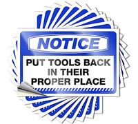 Tool Decal Notice Put Tools Back in Their Proper Place Stickers 10 Pcs Love Stickers Decor for Man Cave(6X9CM)