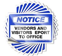 Tool Decal Notice Vendors and Visitors Report to Office Stickers 10 Pcs Funny Warning Stickers Bar Signs for Man Cave(12X18CM)