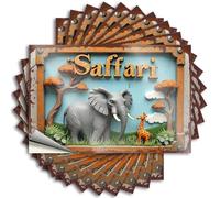 Tool Decal Safari Adventure: Elephant and Giraffe in The Wild Stickers 10Pcs Funny Bumper Sticker Funny Home Sign(8X12CM)