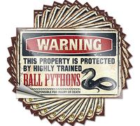 Tool Decal Warning This Property is Protected By A Highly Trained Ball Pythons Funny Sticker 10 Pcs Bar Funny Signs Toolbox Stickers(6X9CM)